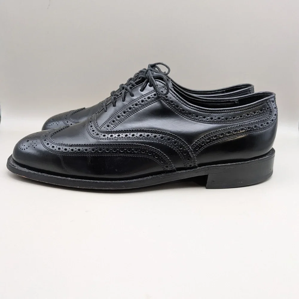 Florsheim Mens Black Leather Wingtip Brogue Oxford Dress Shoes 70018 Sz 8 D